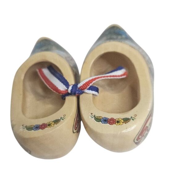 Holland Wooden Clogs Klompen 4" Mini  Shoes Small Windmill scene floral design - Picture 3 of 6